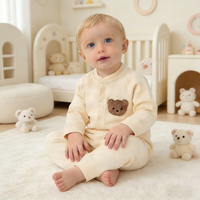 Combinaisons pour bébé Kaka Bear en coton pur à manches longues, fermeture à boutons pression, motif de dessin animé, utilisation toute saison, fournisseur de médailles d'or, vente en gros
