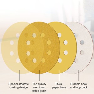 1 Stück gelbes Schleifpapier mit 8 Löchern Hakens ch laufe Schleifpapier 60-600 Körnungen 5-Zoll-Schleifscheiben Schleif werkzeuge - Product Image 4
