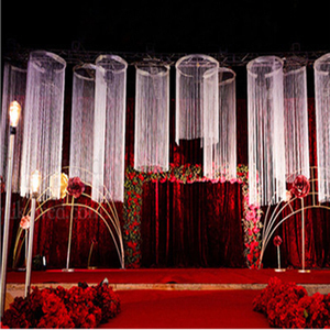 Decorazioni per soffitto sfondo tende pendenti per eventi nuziali con frangia nappa <span class=keywords><strong>tenda</strong></span> bianca drappeggio tessuto matrimonio - Product Image 6