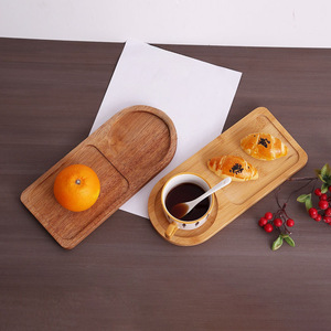 Wooden Breakfast <b>Tray</b> With Divider For Bread And Milk Japanese Style Serving Plate For Coffee Shop Dessert Snack Afternoon <b>Tea</b> - Product Image 4