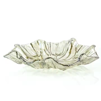 Haute qualité Unique mariage feuille de lotus forme cristal couleur décor écologique verre à manger assiette de fruits bols de service