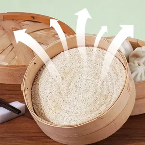 Tapis de cuisson vapeur en loofah beige réutilisable antiadhésif de 20 cm, pliable, pour la cuisson vapeur des raviolis et du poisson, outil de pâtisserie - Product Image 5