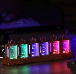 RGB Digitaluhr Farbwechsel Retro Modern Desktop Pseudo Glow Tube Clock Industrielle Punk Dekoration Geschenk - Product Image 1