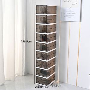 กล่องเก็บรองเท้าพลาสติกแม่เหล็กแบบพับได้ Haogle รุ่นใหม่ล่าสุด พร้อมประตูด้านข้างแบบแม่เหล็ก - Product Image 6