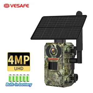 VESAFE ucon应用4MP 4g狩猎户外实时红外夜视野生动物步道4w太阳能摄像机
