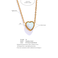Collier pendentif cœur chic en opale australienne naturelle JINYOU 3718, bijoux délicats en acier inoxydable pour femmes, mode 2025