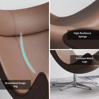 Fauteuil Imola en cuir, fauteuil pivotant Tiger, fauteuil d'appoint de détente avec repose-pieds pour salon et balcon