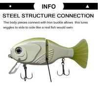 Prêt à expédier 2 appâts de réveil articulés 12.5cm 45g appâts de glisse à lèvres avec queue souple en matériau PVC