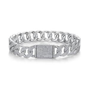 Hip Hop <b>925</b> <b>Sterling</b> <b>Silver</b> <b>Bracelet</b> with Moissanite Round Brilliant Cut Street Style Fashion Jewellery Daily Wear Statement - Product Image 1