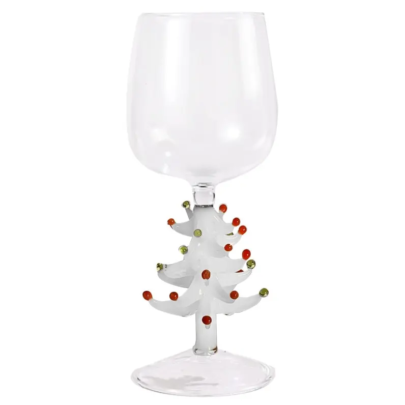OEM 손으로 만든 귀여운 크리스마스 유리 와인 잔 줄기 유리 마시는 컵 크리스마스 휴일 물 안경
