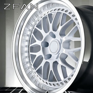 Jantes en alliage forgé ZFAN 18-26 pouces 5x114.3 ET25 2 pièces en aluminium 6061-T6 à bordure étagée blanc brillant pour Mercedes RR Audi - Product Image 3