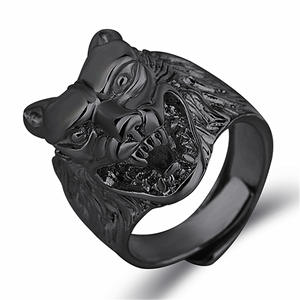 Lupo da uomo in acciaio inox Hip Hop anello con cornice intarsio Biker Viking accessori Acero anilli inossidabili per regalo - Product Image 4