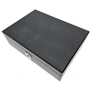 Solution de stockage de montres sécurisée Boîtier en bois laqué noir avec couvercle à écran tactile et intérieur en peluche - Product Image 3