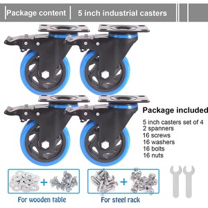 5 inç sarhoş tekerlek 2200 Lbs Set 4 ağır güvenlik çift kilitleme endüstriyel tekerlekler fren ile hiçbir gürültü - Product Image 4