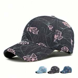 Nueva Gorra de Béisbol con Diseño Étnico y Flores Jacquard para Mujer, Gorra de Sol Deportiva de Mezclilla con Protección Solar - Product Image 1
