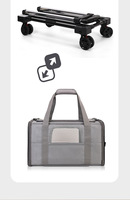 Sac à dos de transport pour animaux de compagnie en tissu Oxford portable, pliable, sac à bandoulière pour chat, poussette pour animaux de compagnie 2 en 1 avec 4 roues, toutes saisons