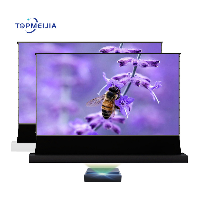 TOPMEIJIA 72-150 Inch Electric Floor Screen T-prism UST ALR 16:9 Motorized Projection Screen for Home Cinema