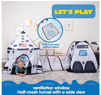 Tünel ve oyun evi ile beyaz roket gemi Pop-up oyun çadırı, çocuk kapalı ve açık uzay gemisi çadır seti