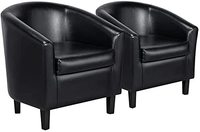 Fauteuils latéraux en cuir PU noir, fauteuil club, fauteuil en forme de baril, fauteuils d'appoint pour chambre à coucher, salon, salle de lecture