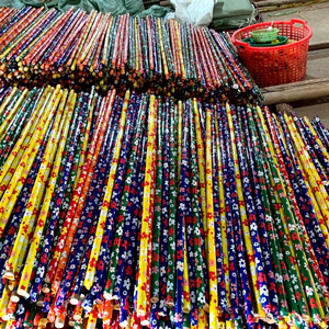 ASIAWOOD Wooden Handle Eucalyptus Broom Stick PVC Flagged Bristle Flower Design Straight Easy Clean Home Use Direct Factory Sale - Product Image 3