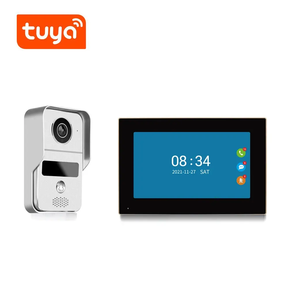 Tuya 1080P 10/7 inç renkli dokunmatik ekran kablosuz WiFi Video kapı zili akıllı APP ev interkom kiti için RFID erişim kontrol sistemi