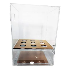 9 Lubang Kotak Display Pemegang Kerucut Wafel Akrilik Transparan Display Rol Telur Kabinet Kerucut Es Krim dengan Pintu