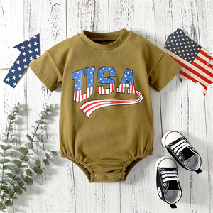 Mono de manga corta con estampado de letras de EE. UU. para bebés recién nacidos, niños y niñas, para el Día de la Independencia, de 0 a 24 meses, 4 de julio, 2022 - Product Image 3