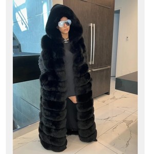 RXFurs Custom Size OEM Wholesale Real Fox <strong>Fur</strong> Vest Women Hooded Luxury Winter Full Length Outerwear Fox <strong>Fur</strong> Waistcoat <strong>Gilet</strong> - Product Image 1