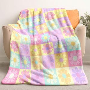 <b>Pink</b> Striped Cat Faces Flannel Blanket <b>Throw</b> Blanket Nap Blanket Skin Friendly Reversible for Travel Camping Custom Print - Product Image 6