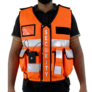 OEM Design Polyester Unisex Orange Color Security High Visibility Reflective Front Zipper Multifunctional Pockets Safety Vests - Product Image 1