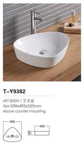 Lavabo in Ceramica Quadrato da Appoggio PZ-111 - Product Image 4
