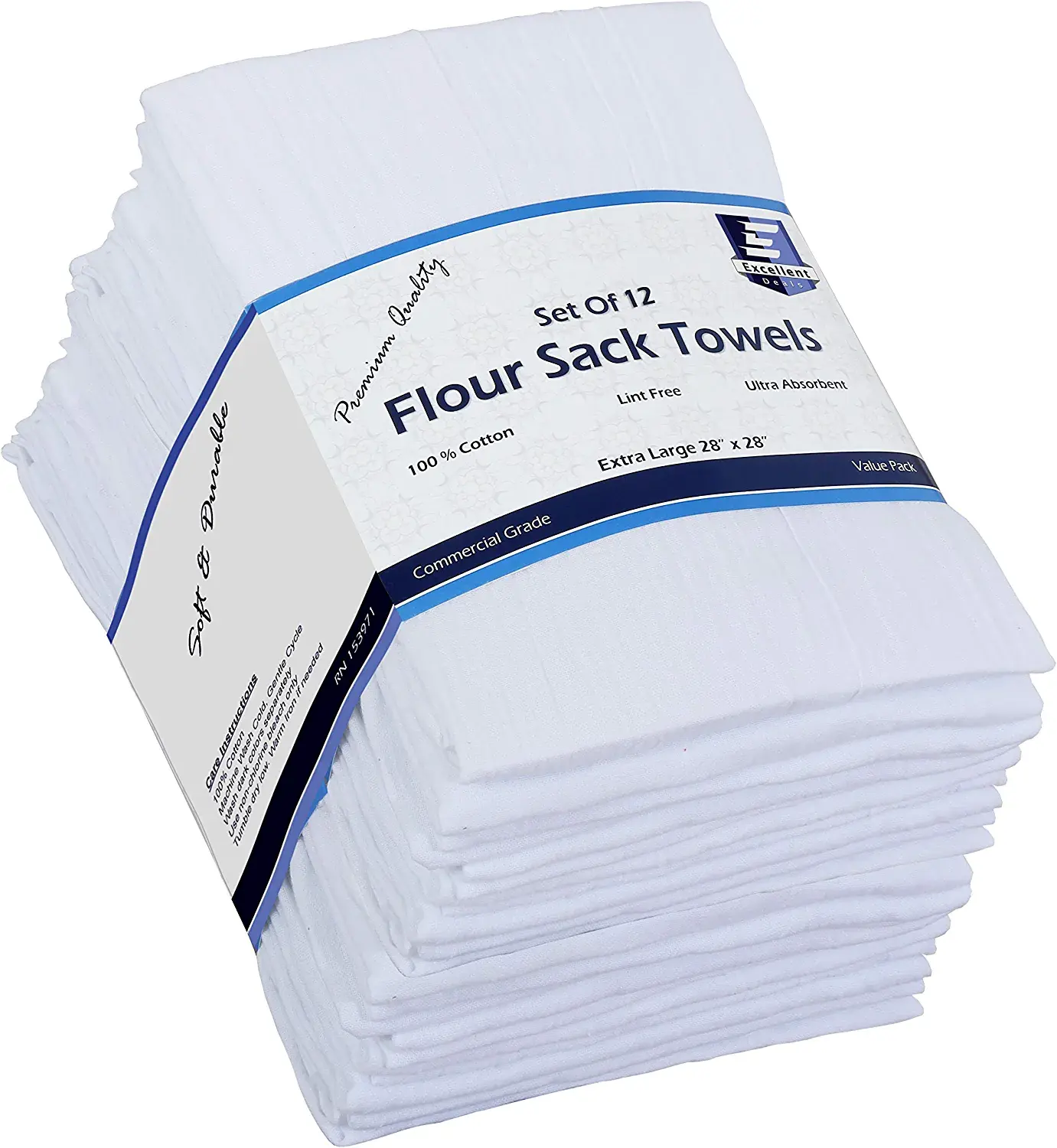 White Plain Cotton Kitchen Flour Sack Towels 28" x 28" Dish Cloths Machine Washable for Cleaning   Drying Dish Tea Towel