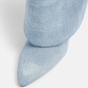 Botas Altas de Mujer Talla Grande 46 con Cierre Metálico Shark Lock, Botines Largos de Punta Fina, Stilettos de Tacón Alto, Zapatos Vaqueros - Product Image 6