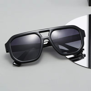 Logo Custom 2025 Retro Double Bridges <b>Square</b> <b>Sunglasses</b> UV400 Big Frame Polarized <b>Men</b> Sun Glasses - Product Image 2