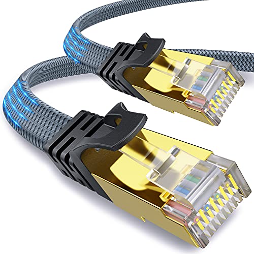 Kabel Jaringan Cat 8 Komunikasi Kecepatan Tinggi Kustom 40Gbps 2000MHz SFTP Kabel Patch Eternet RJ45 Jalinan Datar