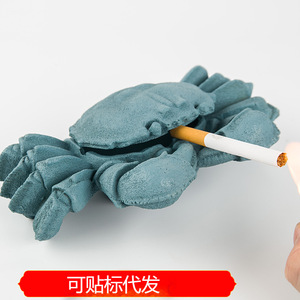<b>Crab</b> Shaped Resin Ashtray Mediterranean Style Desktop Ornament With Lid Creative Ocean Theme Decorative Ashtray - Product Image 5