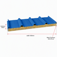 Lámina de Acero para Techo con Aislamiento de Lana de Roca Azul Moderna, Resistente al Agua y al Fuego, para Casas Prefabricadas, Almacenes, Talleres, Paredes Exteriores