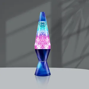 Customized Glass Glitter Lamp Night Light Transparent Liquid Rocket Table Light