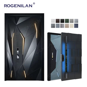 Portes d'entrée modernes en aluminium Rogenilan, sculptées en 3D, portes extérieures <span class=keywords><strong>de</strong></span> sécurité antivol, porte principale pour maisons - Product Image 2