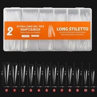 OEM ODM Capsules d'extension d'ongles transparentes extra longues, 5 styles, 12 tailles, formes multiples, pour distributeurs de produits d'onglerie