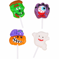Sucettes monstres d'Halloween Halal à succès : Frankenstein effrayant et fantôme, bonbons durs 20g, parfaits pour les décorations de fête d'Halloween