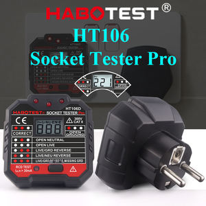 Habotest เครื่องทดสอบซ็อกเก็ต HT107ตัวทดสอบแรงดันไฟฟ้า RCD เครื่องตรวจจับซ็อกเก็ต30mA UK ปลั๊กกราวด์เป็นศูนย์สายขั้วตรวจสอบเฟส - Product Image 5