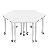 Table d'école modulable triangulaire avec roulettes, table combinée mobile pour salle de classe primaire et secondaire
