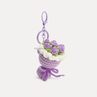 Vente en gros d'usine : Porte-clés en peluche au crochet Amigurumi, bouquet de roses, mini roses et tournesols faits main, breloques de sac Amigurumi