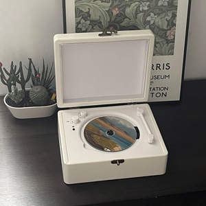 Vintage Suitcase CD Player Portable BT Speaker Turntable Look Leather Music Box With Handle For Home Office Decor Gift - Product Image 4