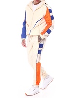 KY Color Block Poche zippée Sweat à capuche zippé personnalisé Joggers Pantalon de survêtement à cordon Survêtement unisexe