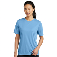 T-shirt pour homme bleu clair à manches courtes, col rond, coupe classique, jersey tricoté décontracté, design uni, séchage rapide, t-shirt personnalisé avec graphique