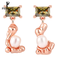 Boucles d'oreilles pendantes en zircon et perle d'eau douce pour femmes, argent sterling 925, boucles d'oreilles abstraites irrégulières, bijoux fins personnalisés, vente en gros