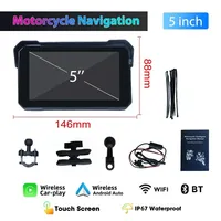 Moniteur portable CarPlay pour moto de 5 pouces, GPS Navi, Android Auto, Mirror Link, carte mondiale, étanche IP67, écran tactile pour