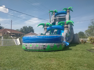 商業用キッズスライドダブルレーントロピカルヤシの木子供と大人のためのプール付きインフレータブルウォータースライド - Product Image 6